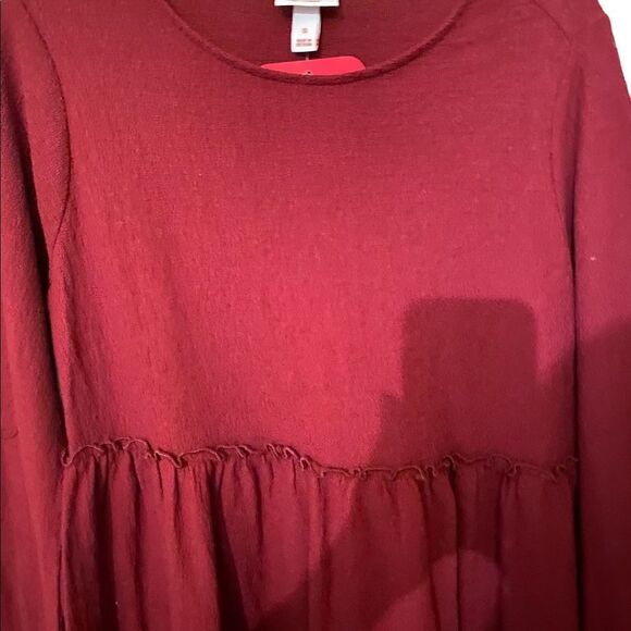 Isabel Maternity Ingrid & Isabel Maroon Gauze Cotton Baby Doll Top Empire Waist - Picture 6 of 12